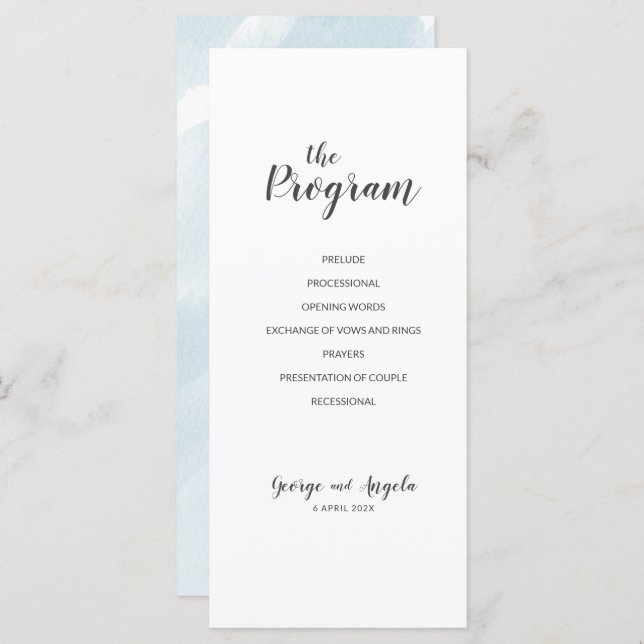 Watercolour blue Party Programs (Front/Back)