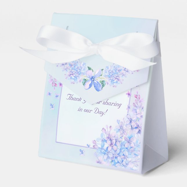 Watercolour Blue Purple Lilac Flower Favor Box (Front Side)