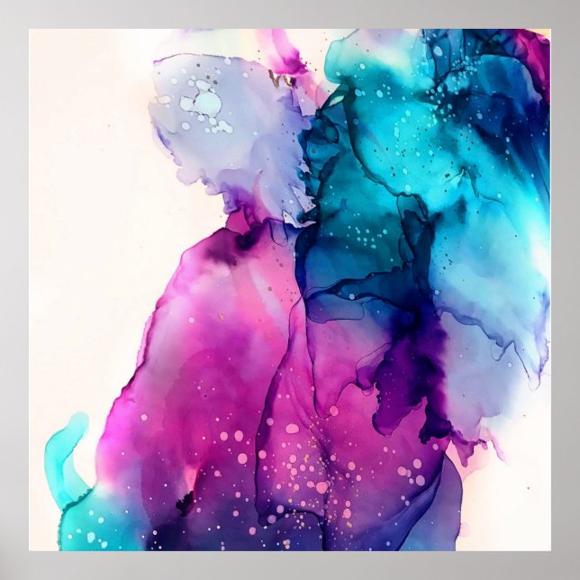 watercolour blue purple  poster (Front)