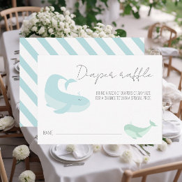 Watercolour Blue Whale Baby Shower Diaper Raffle Enclosure Card
