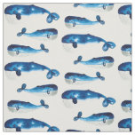 Watercolour blue whales fabric