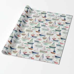Watercolour Boats Wrapping Paper