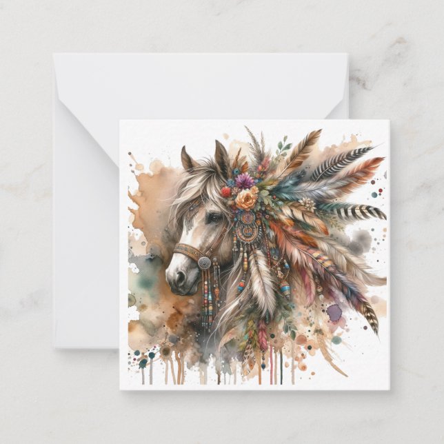 Watercolour Boho Horse Note Card  (Front)