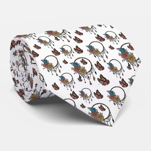 Watercolour Boho Pattern  Neck Tie (Rolled)