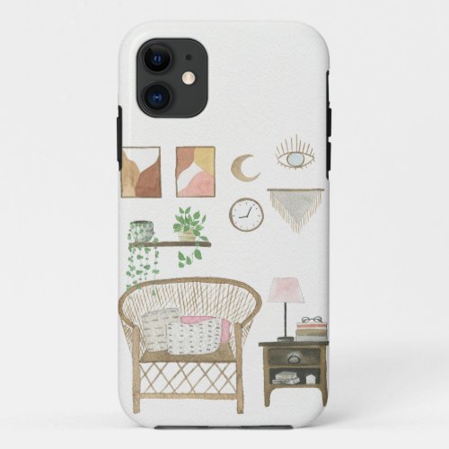 Watercolour Boho Styled Cozy Home Dcor iPhone 11 Case