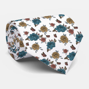 Watercolour Boho Wildflower Pattern Neck Tie