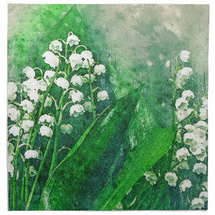 Watercolour Botanical Lily of the Valley Cloth Napkin