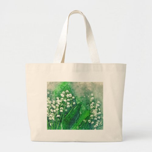 Watercolour Botanical Lily of the Valley Large Tote Bag