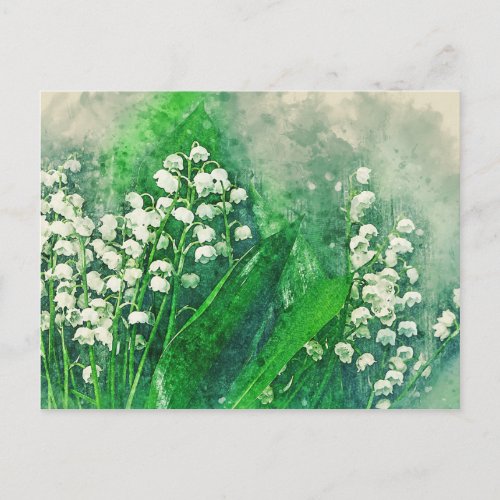 Watercolour Botanical Lily of the Valley Postcard