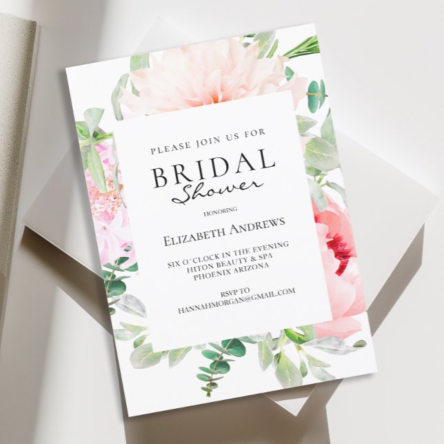 Watercolour Botanical Spring Bridal Shower Invitation