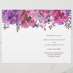Watercolour Botanicals Wedding Programs