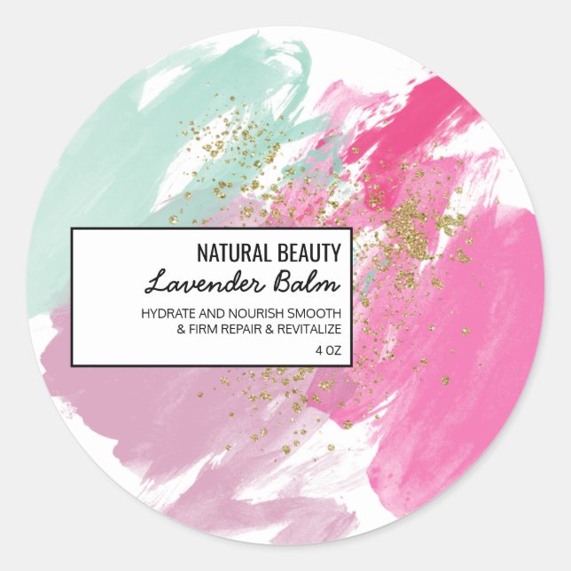Watercolour brush classic round sticker (Front)