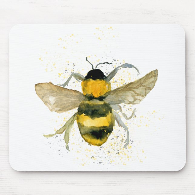 Watercolour bumblebee mouse pad (Front)