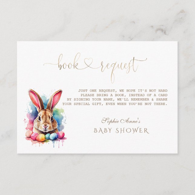 Watercolour Bunny Eggs Wildflowers Books for Baby Enclosure Card (Front)