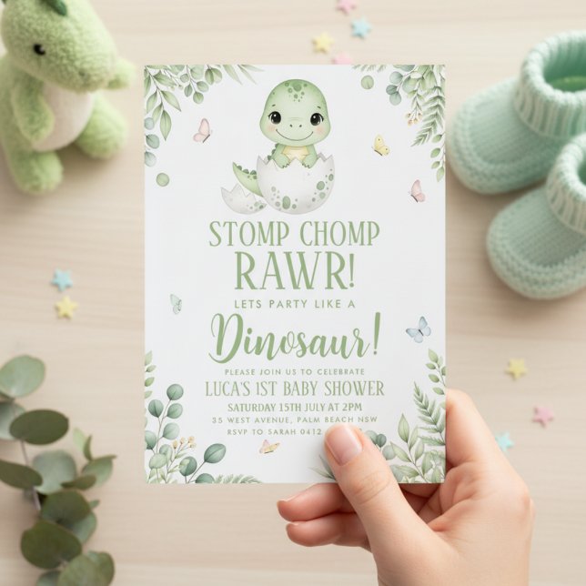 watercolour butterfly Dinosaur Baby Shower Invitation (Creator Uploaded)
