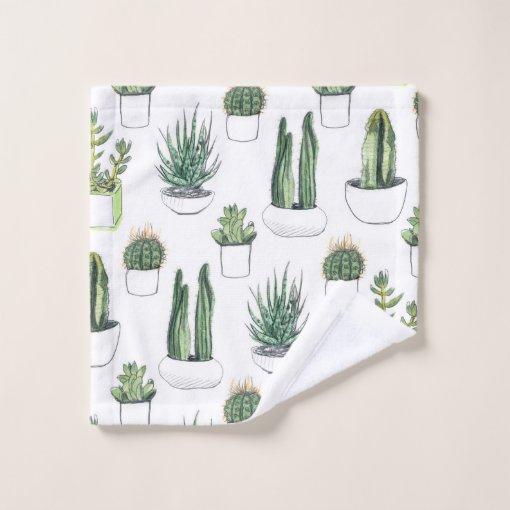 Watercolour Cacti & Succulent Bath Towel Set Zazzle