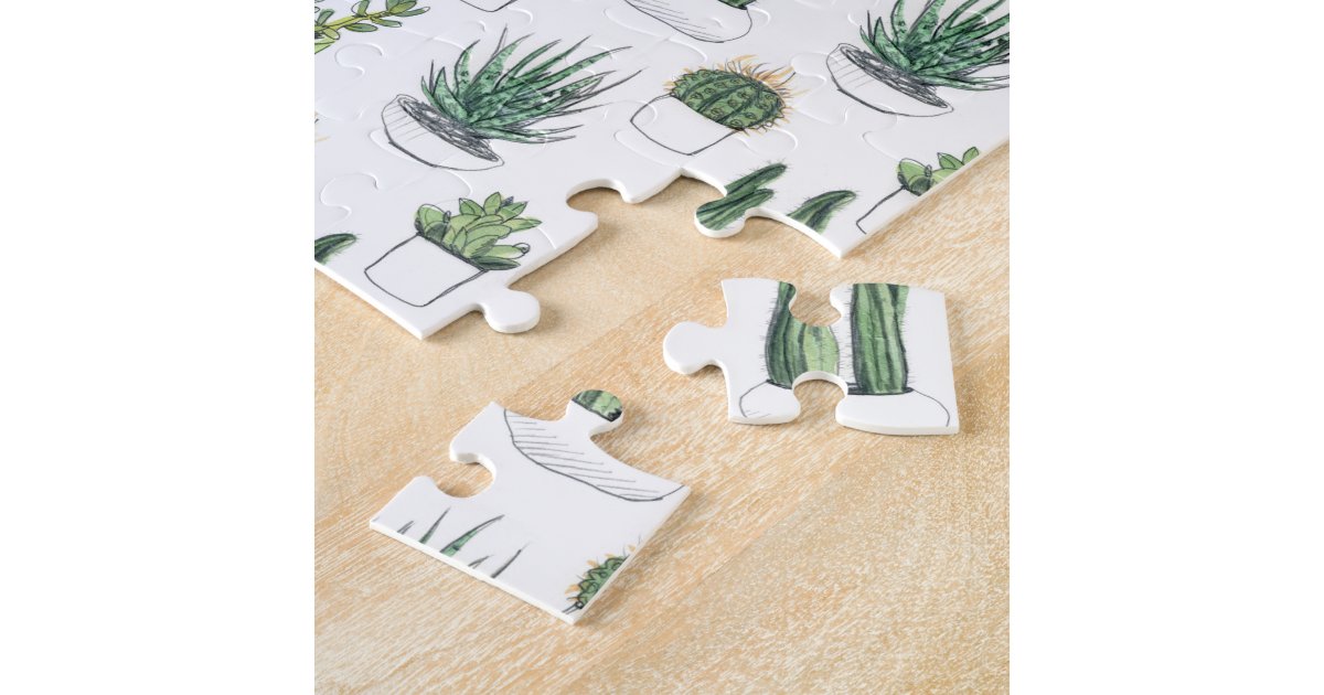 Watercolour Cacti & Succulent Jigsaw Puzzle Zazzle