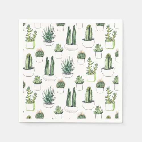 Watercolour Cacti  Succulent Napkins