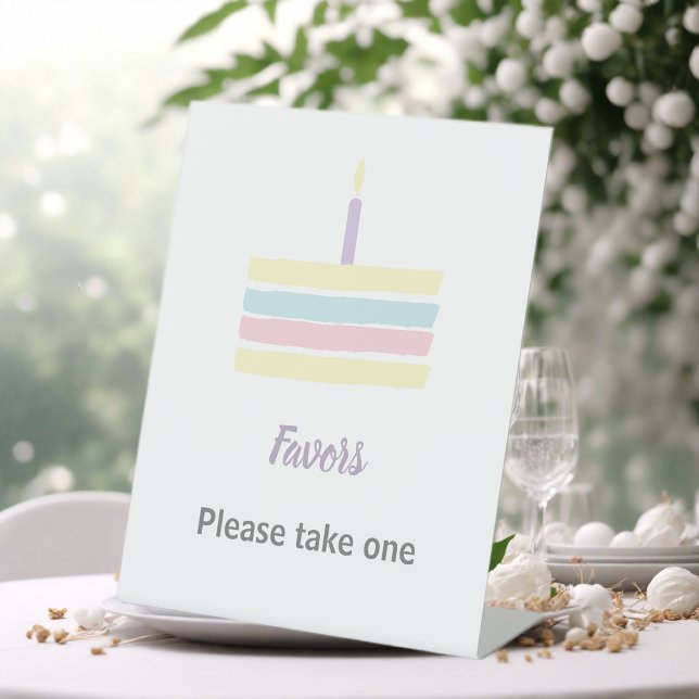 Watercolour cake Birthday Favors Take  Pedestal Sign (Creator Uploaded)