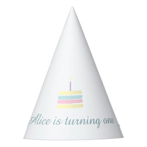 Watercolour cake minty yellow 1st Birthday Party Party Hat
