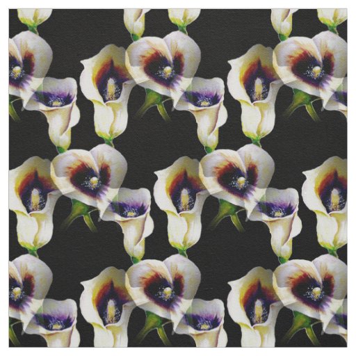 Watercolour Calla Lilies in Large Tile Pattern Fabric