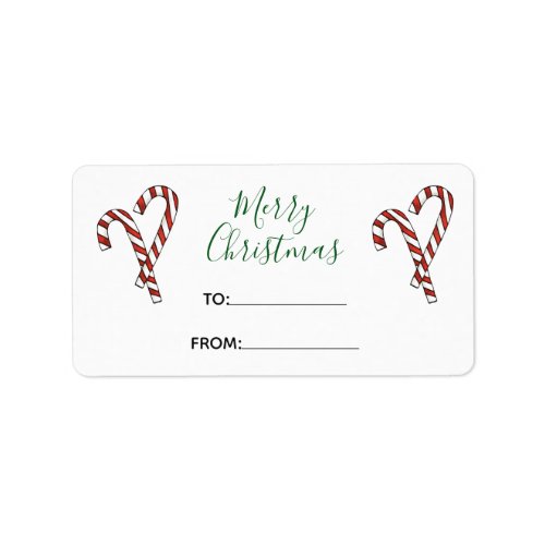 Watercolour Candy Cane Christmas Gift Labels