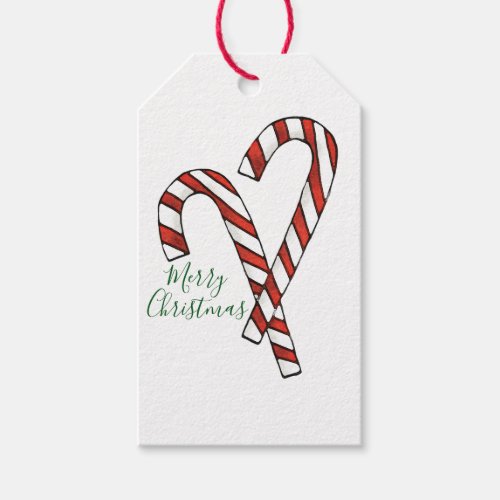 Watercolour Candy Cane Christmas Gift Tags