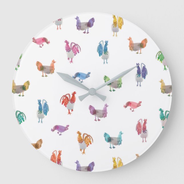Watercolour Chicken Clock (Front)