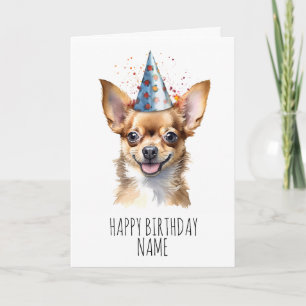 Watercolour Chihuahua Birthday Card