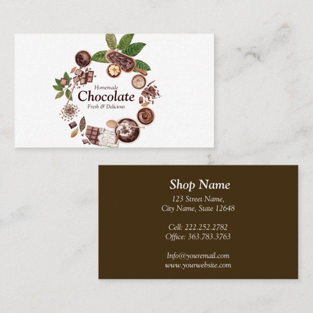 Watercolour Chocolate Frame  Business Card (Front/Back)