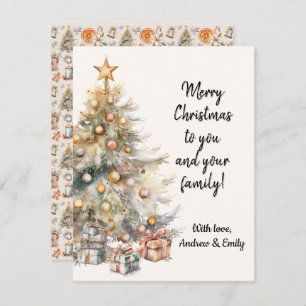 Watercolour Christmas Tree Greeting Card
