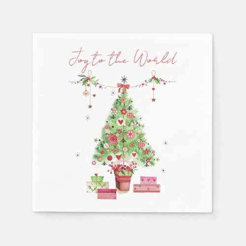 Watercolour Christmas Tree Personalize Napkins