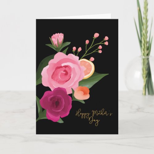 Watercolour Citrus  Floral Pink Mothers Day Card