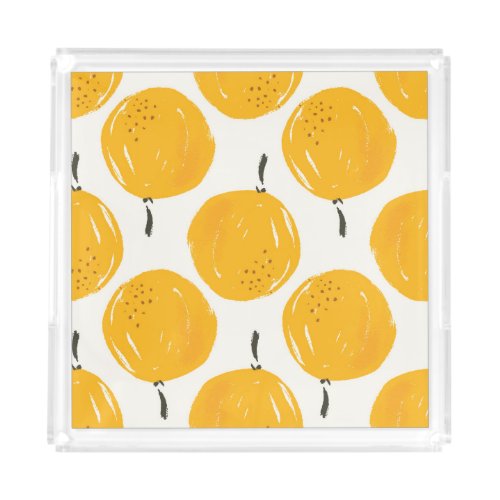 Watercolour Citrus Summer Pattern Acrylic Tray