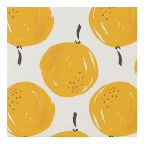Watercolour Citrus Summer Pattern Faux Canvas Print