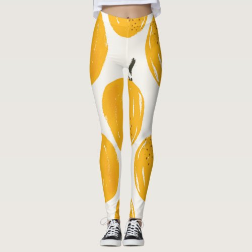 Watercolour Citrus Summer Pattern Leggings