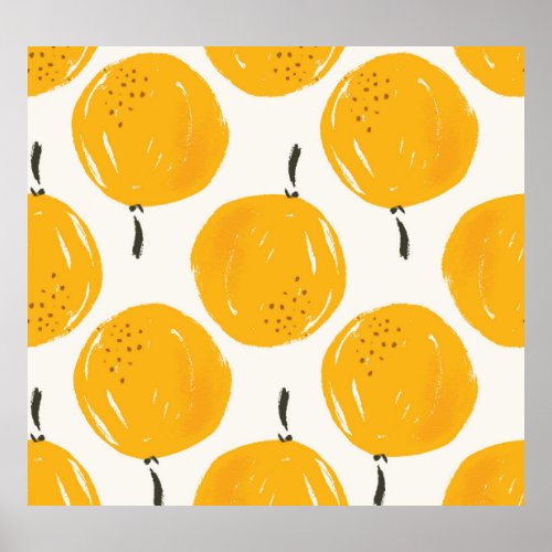 Watercolour Citrus Summer Pattern Poster