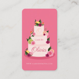 Watercolour Citus Floral 3 Tier Cake Cake Bakery Business Card