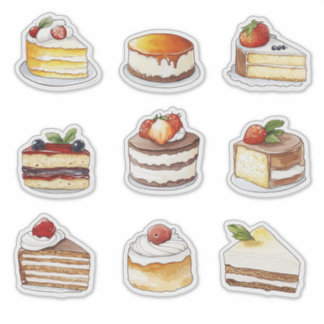 watercolour clipart of Cake dessert collection Sticker