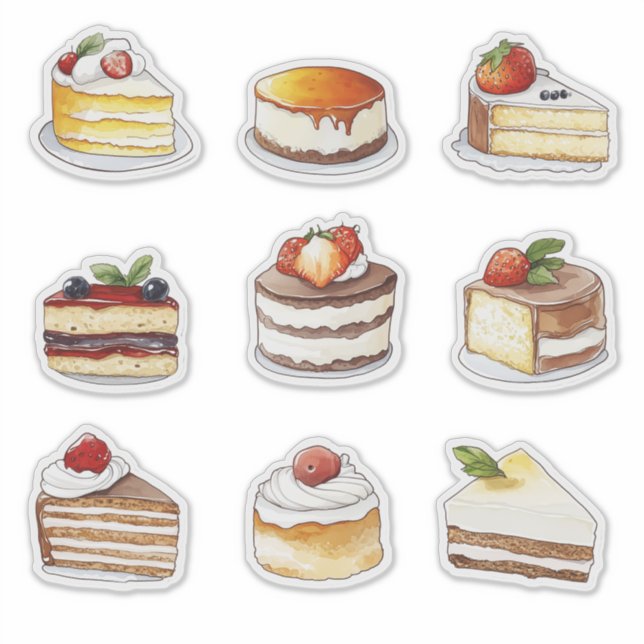 watercolour clipart of Cake dessert collection Sticker (Front)