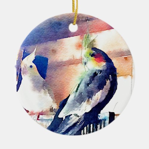 Watercolour Cockatiel Ceramic Ornament