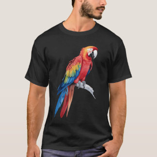 Watercolour Colorful Scarlet Macaw Parrot Bird gir T-Shirt