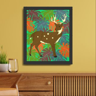 Watercolour Colourful Elegant Deer Framed Art