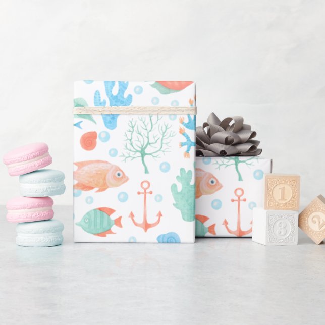 Watercolour Coral Wrapping Paper (Baby Shower)