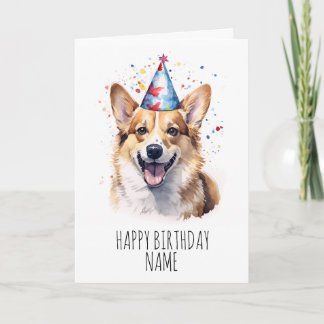 Watercolour Corgi Birthday Card