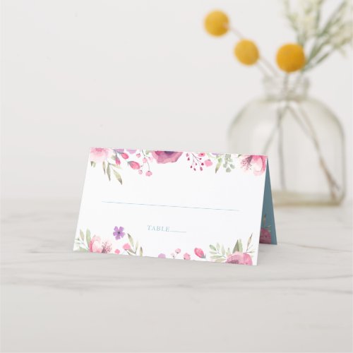 Watercolour Country Garden Roses Greenery Place Card
