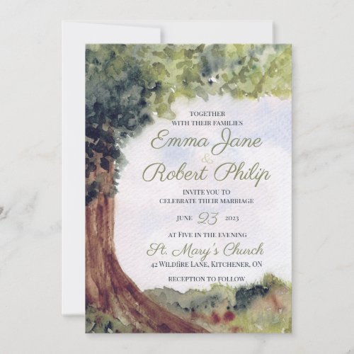 Watercolour Country Inspired Forest Wedding  Invitation