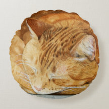 Watercolour Cute Sleepy Cat Throw Pillow