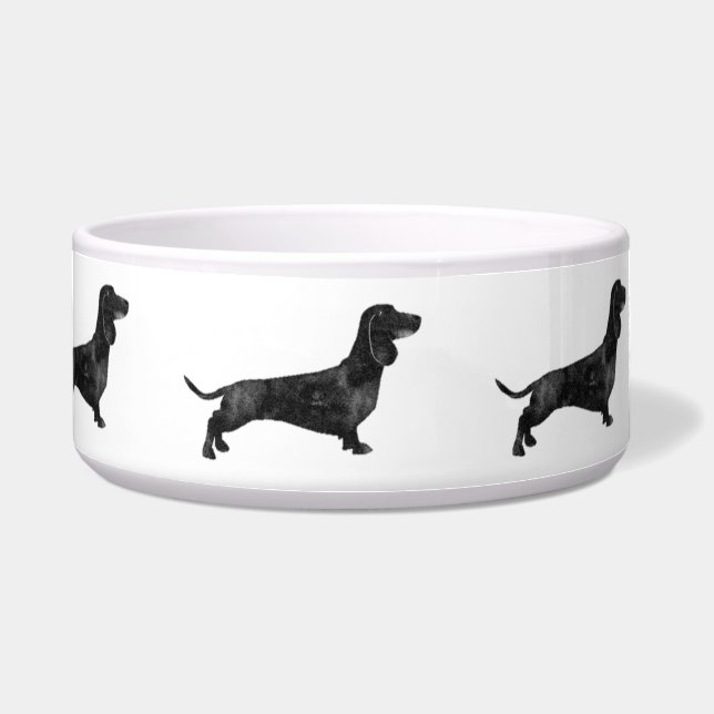 Watercolour dachshund silhouette pattern bowl (Front)