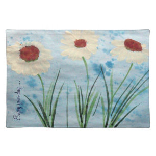 Watercolour Daisy Floral Cloth Placemat